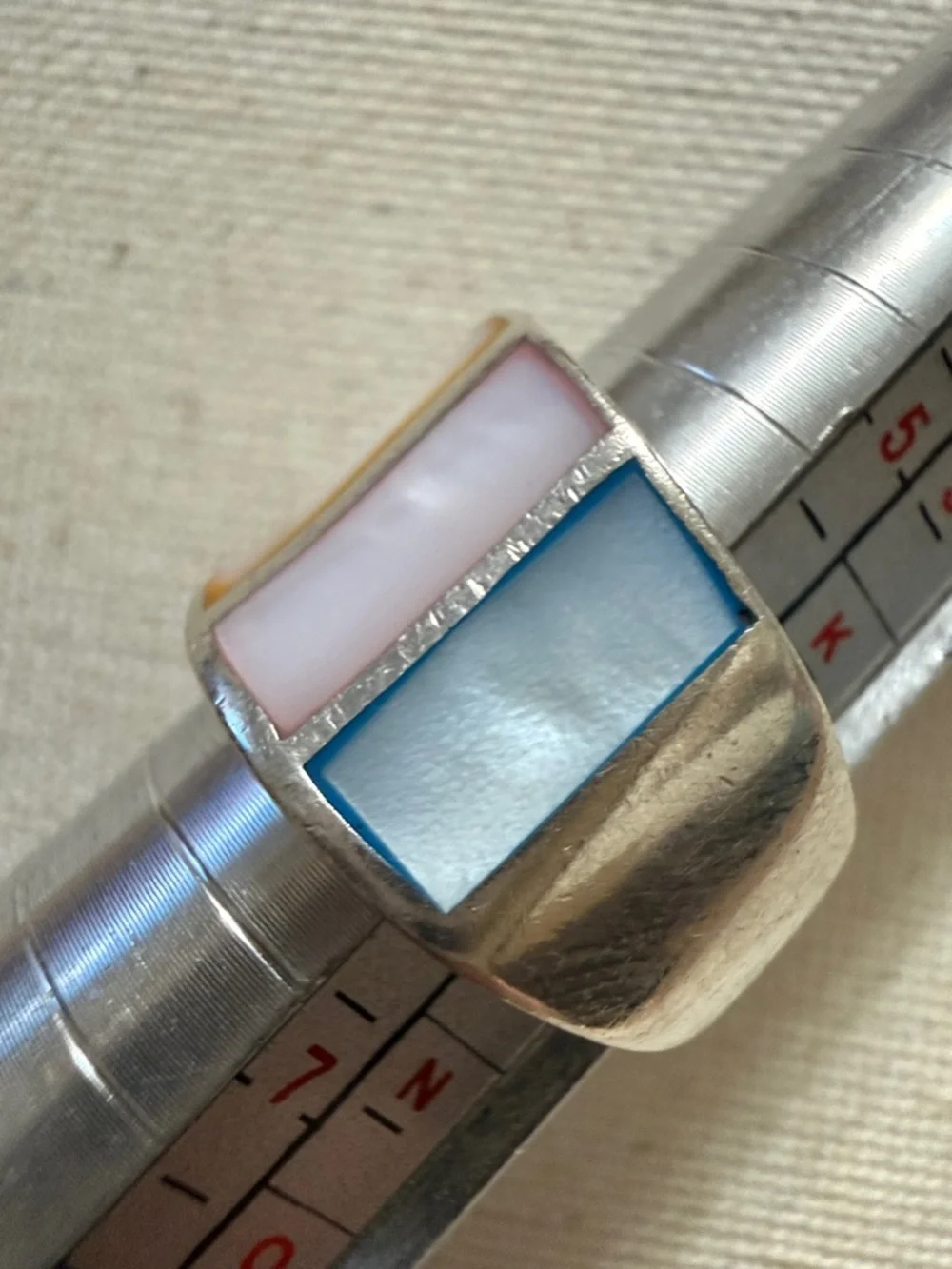 Sterling Silver 925 Multicolor Inlay Band Ring size 5.75